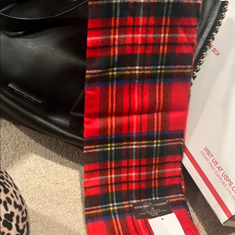 Plaid Red Scarf